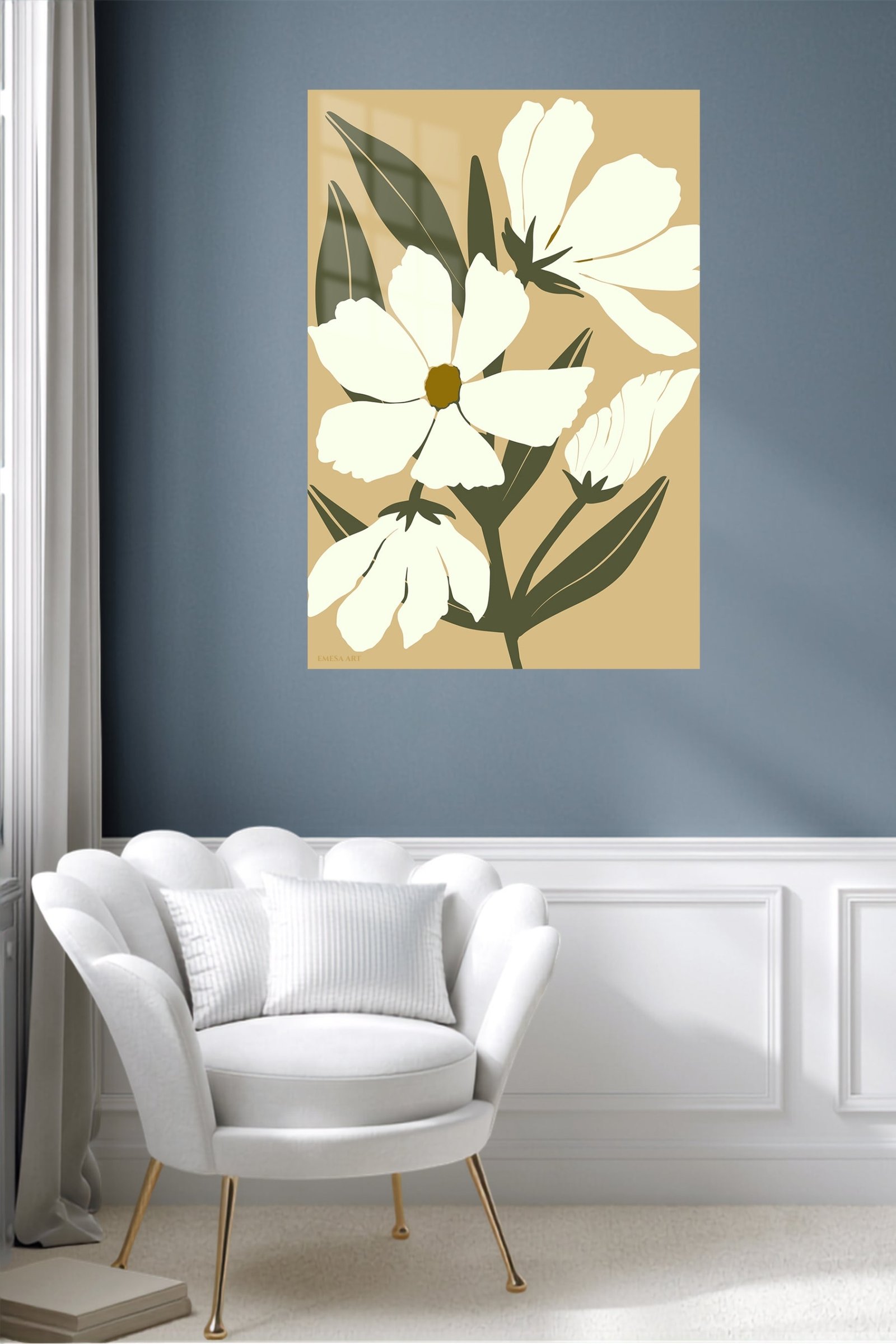 Cream Botanical Bloom metal wall art print, view 5