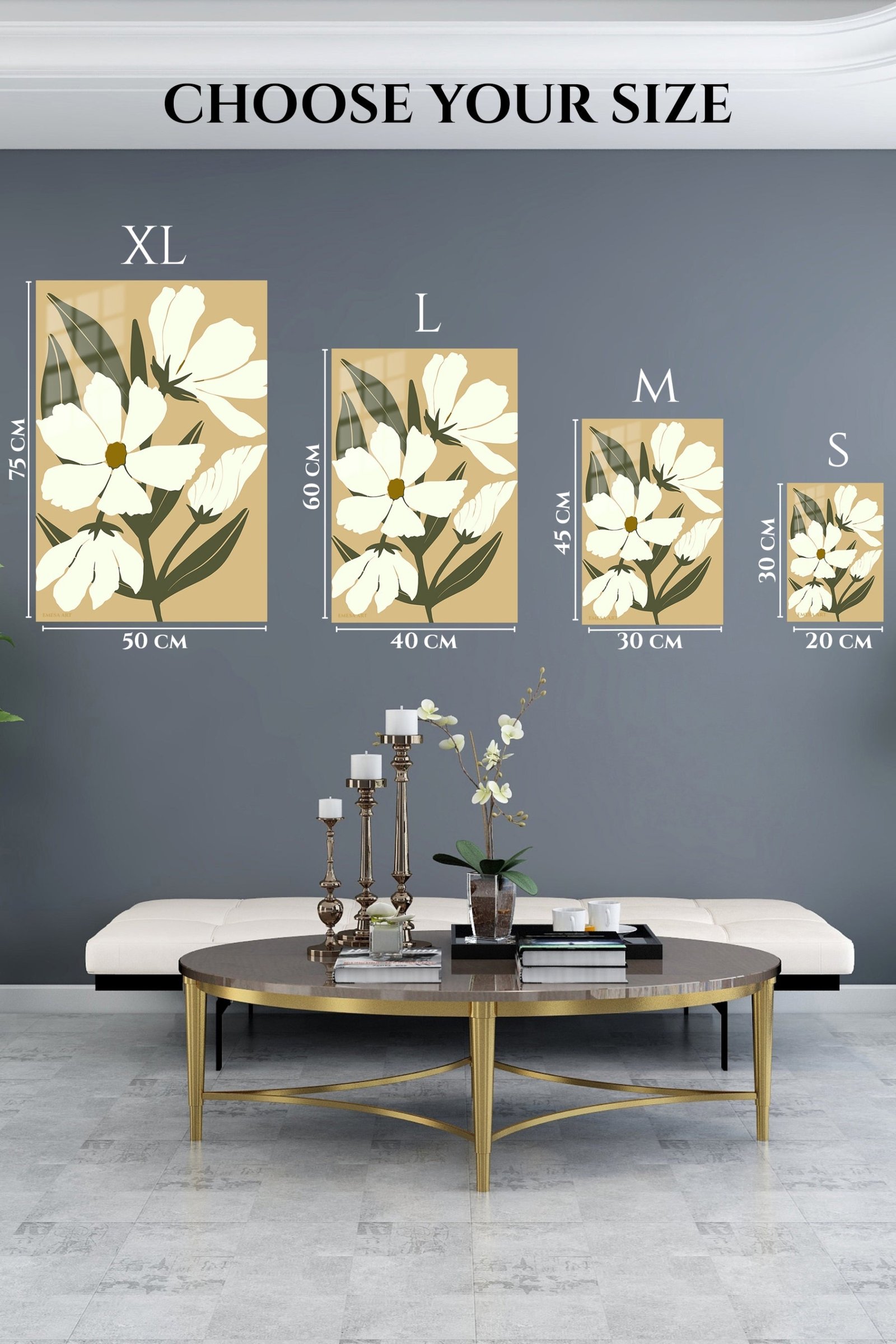 Cream Botanical Bloom metal wall art print, view 6