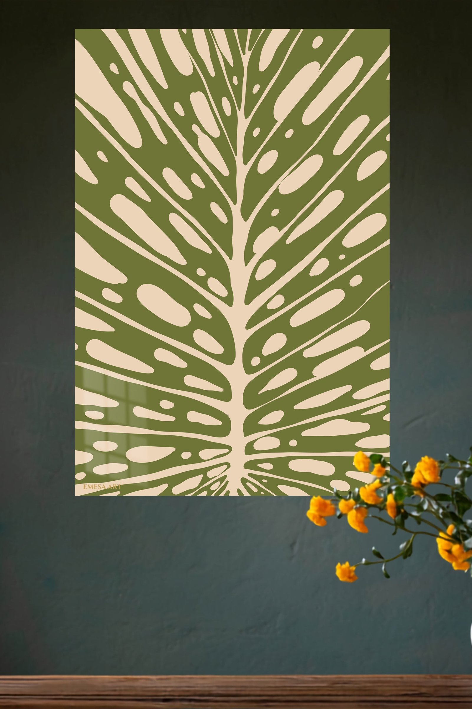Olive Botanical Veins metal wall art print, view 4