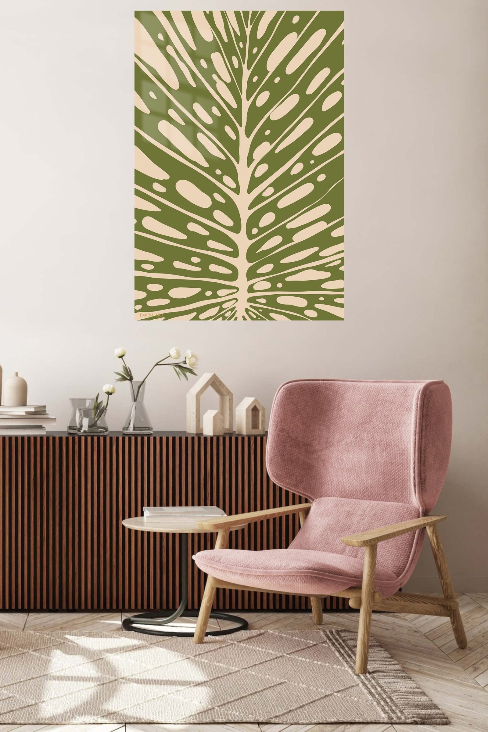 Olive Botanical Veins metal wall art print, view 5
