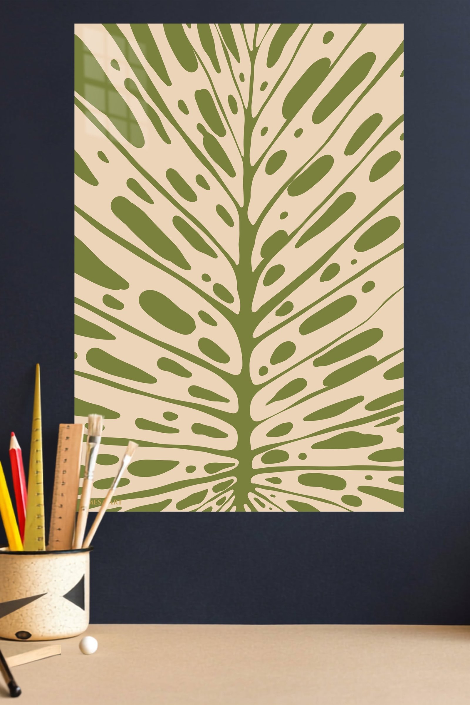 Olive Botanical Burst metal wall art print, view 4