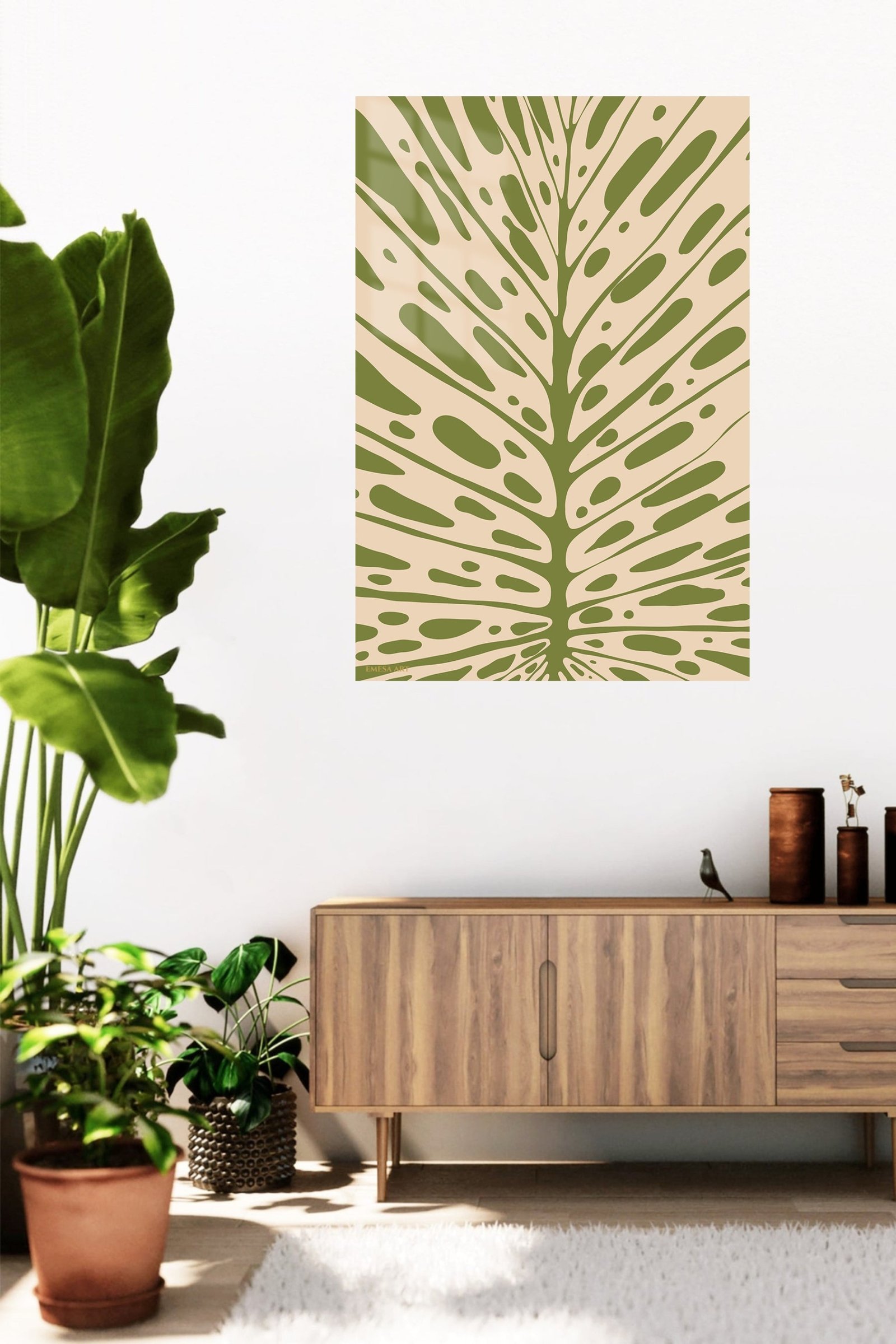 Olive Botanical Burst metal wall art print, view 5