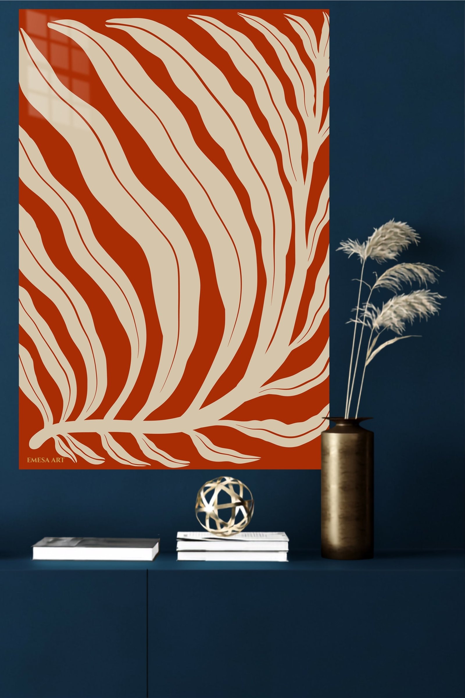 Terracotta Botanical Fronds metal wall art print, view 4