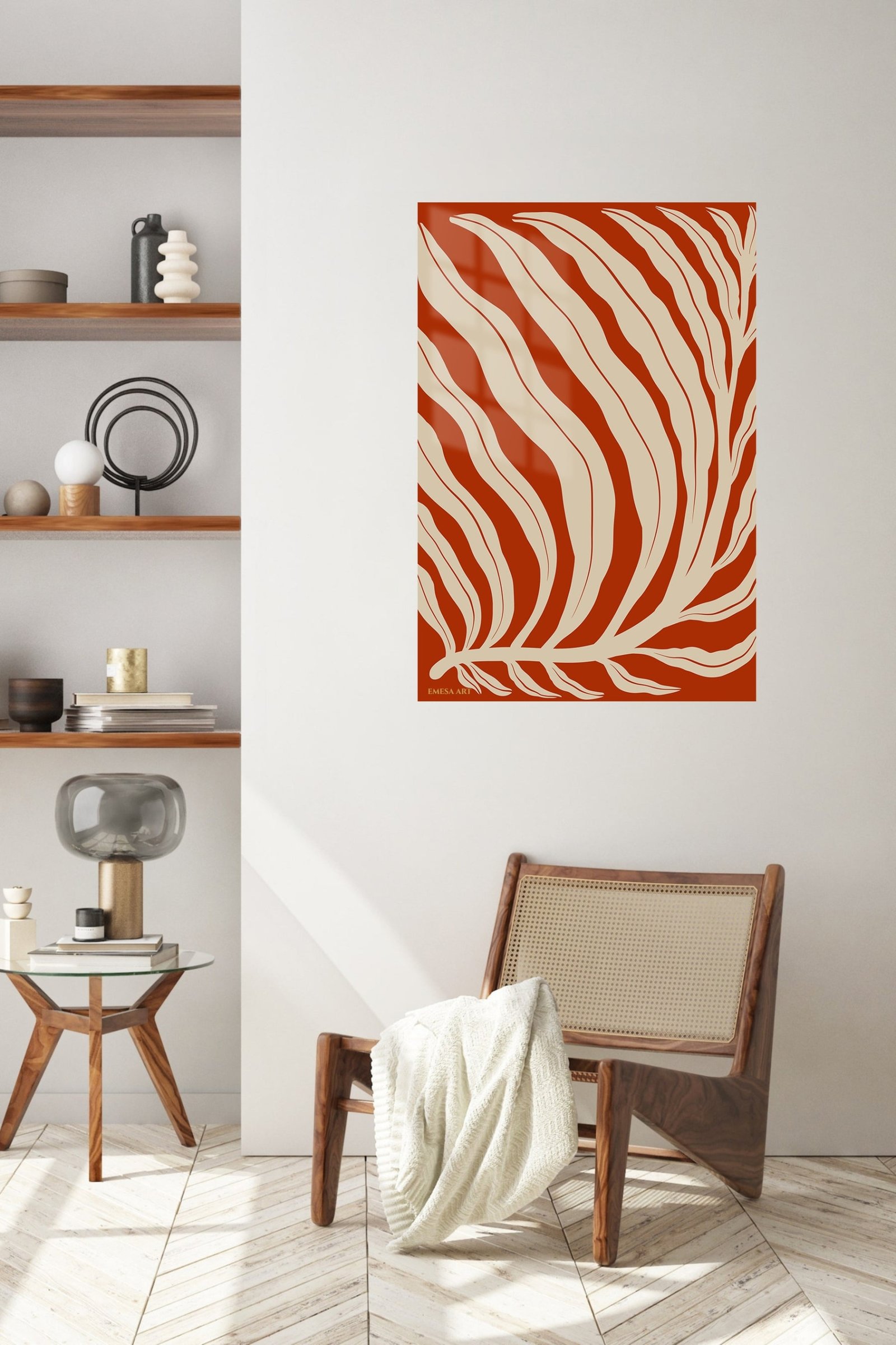 Terracotta Botanical Fronds metal wall art print, view 5