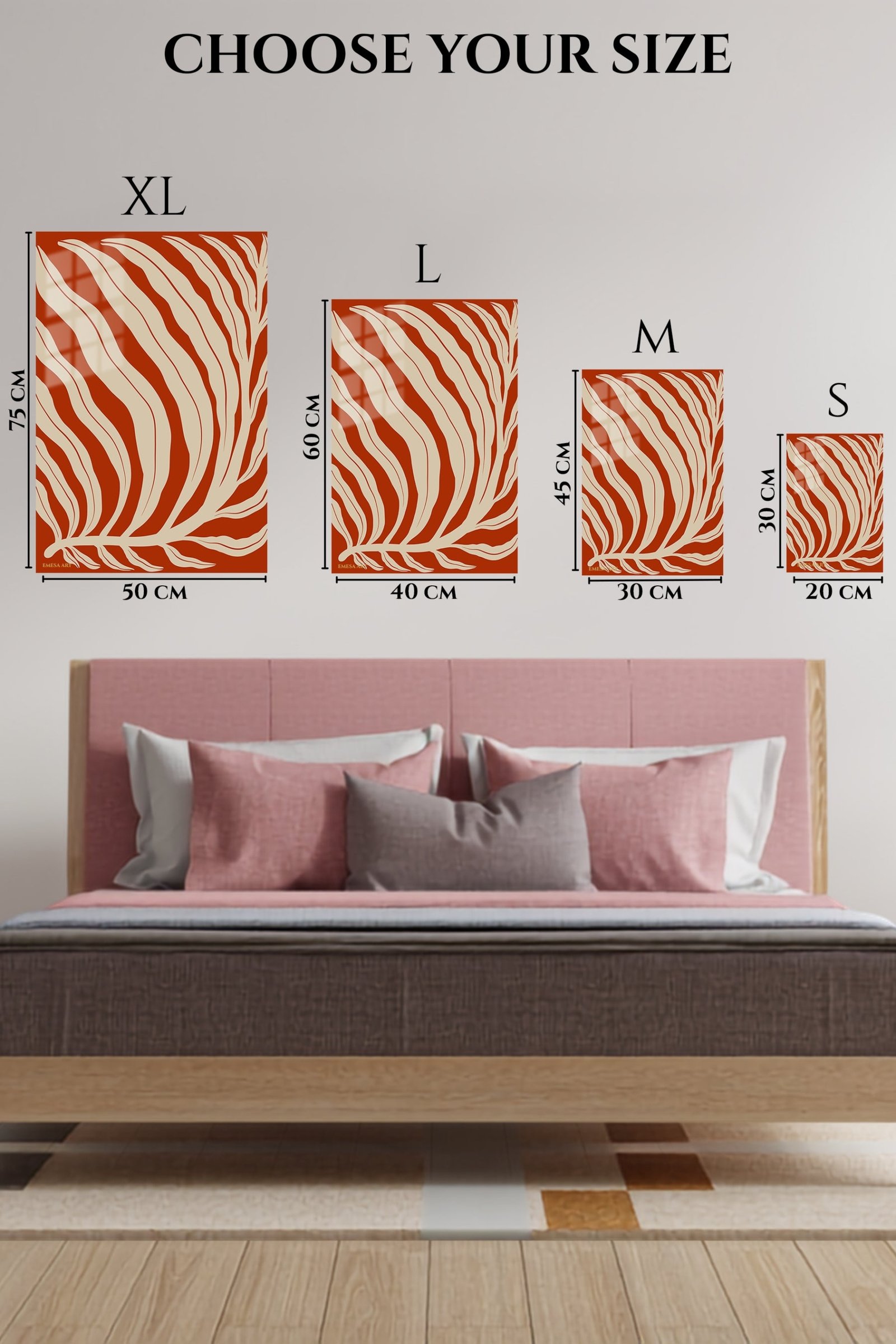 Terracotta Botanical Fronds metal wall art print, view 6