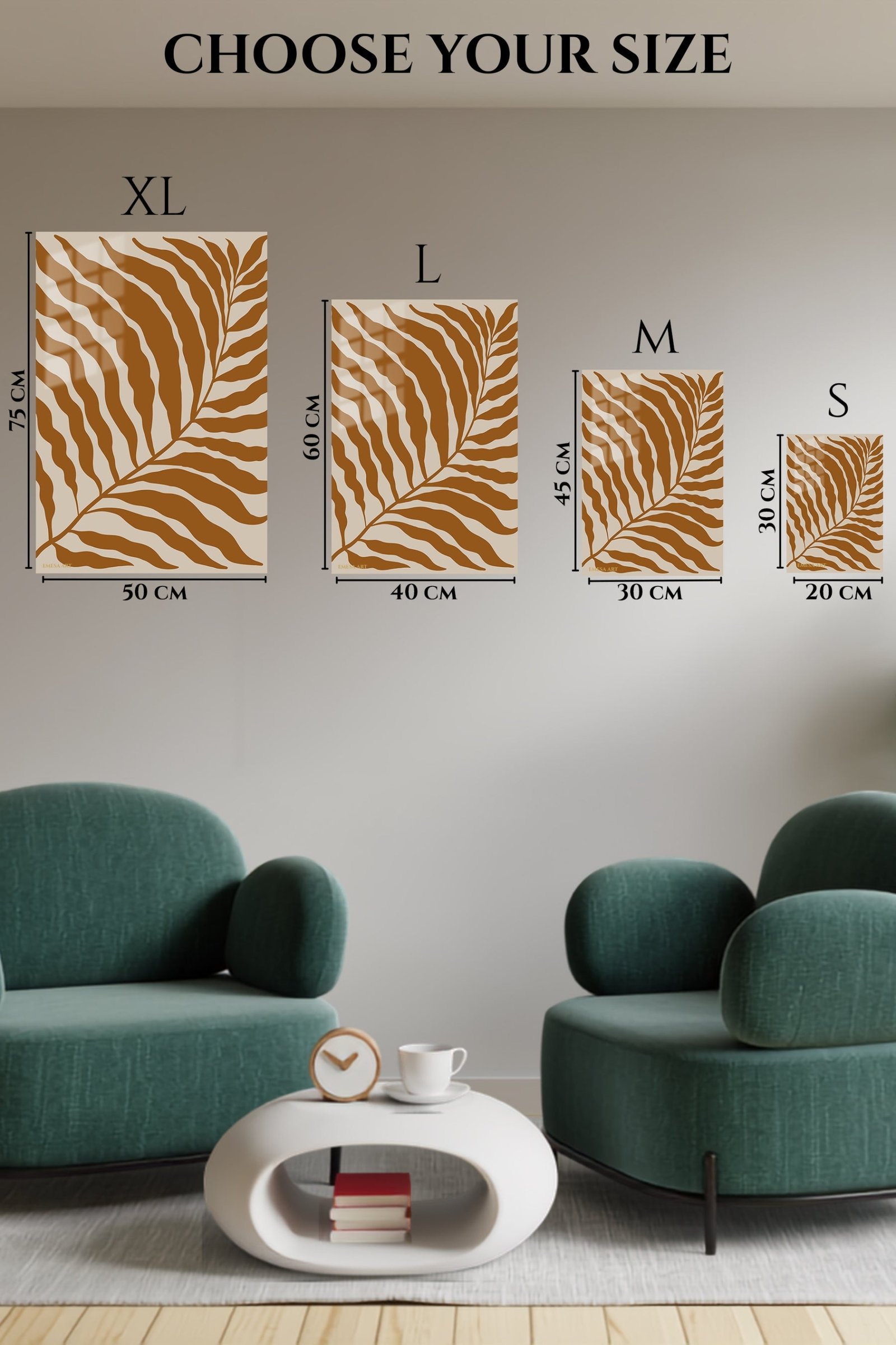 Ochre Fern Silhouette metal wall art print, view 6