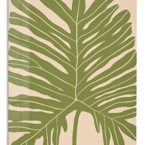 Olive Tropical Leaf Silhouette metal wall art print