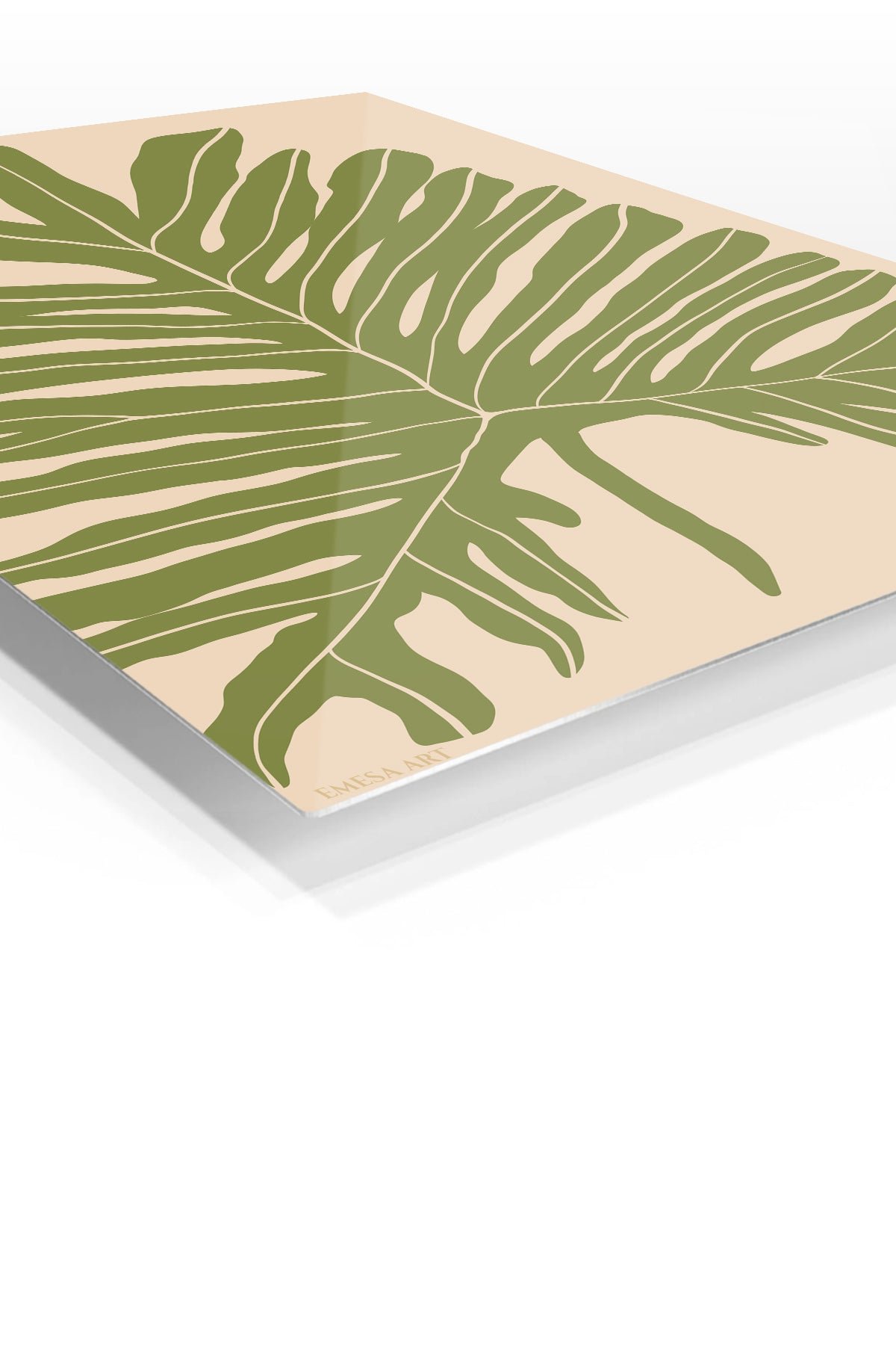 Olive Tropical Leaf Silhouette metal wall art print, view 2