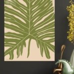 Olive Tropical Leaf Silhouette metal wall art print, view 4
