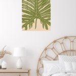 Olive Tropical Leaf Silhouette metal wall art print, view 5