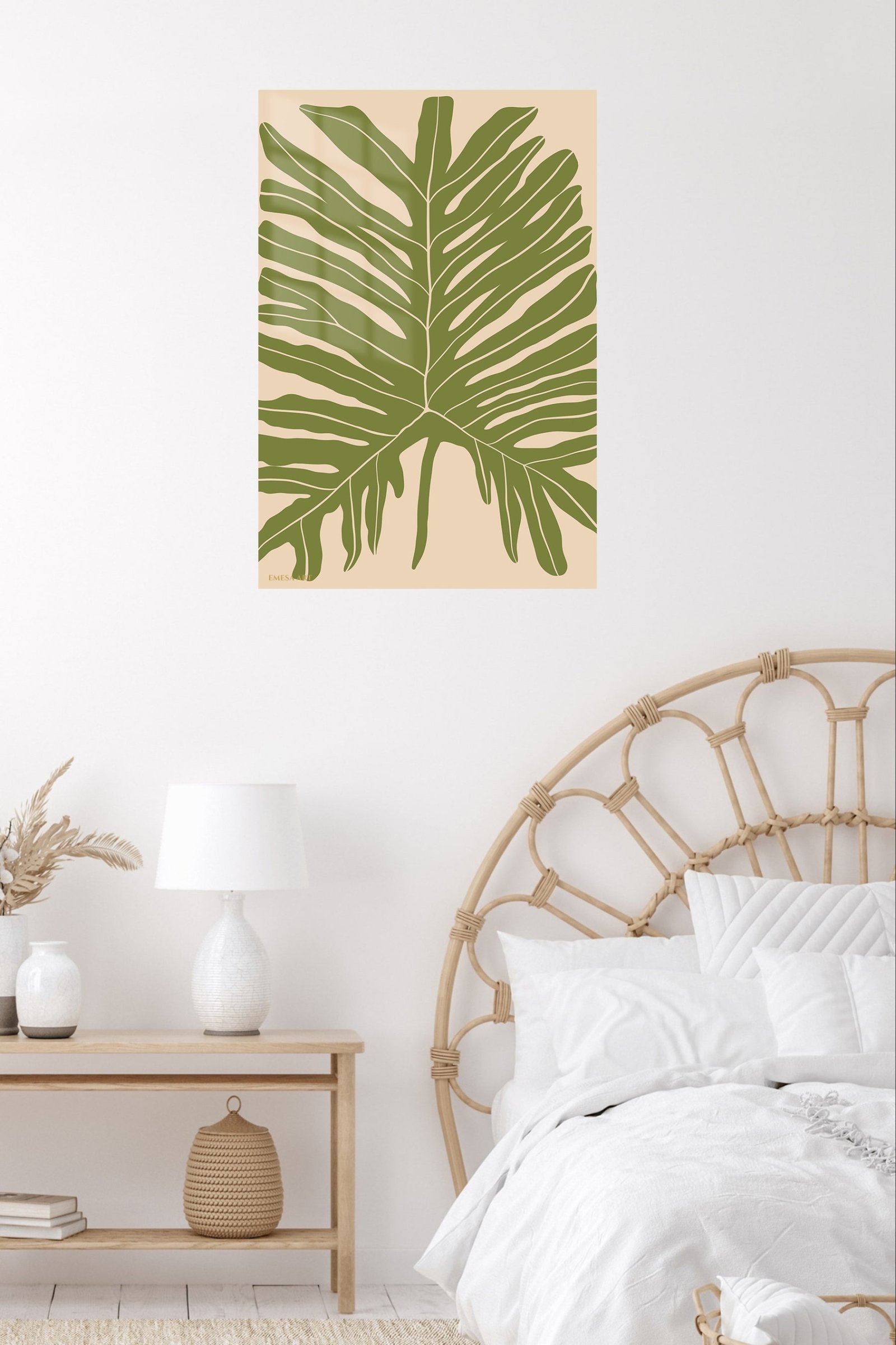 Olive Tropical Leaf Silhouette metal wall art print, view 5