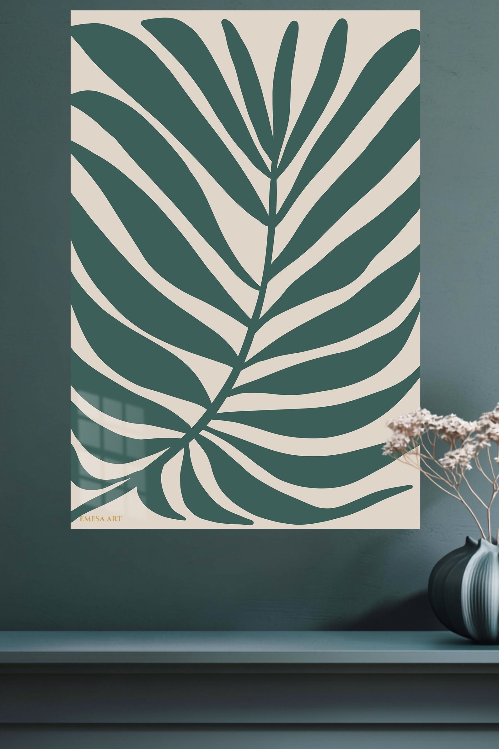 Deep Green Tropical Leaf metal wall art print, view 4
