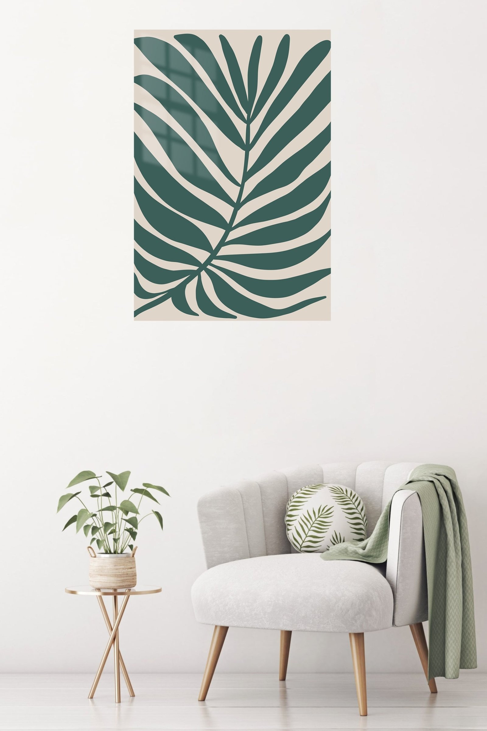 Deep Green Tropical Leaf metal wall art print, view 5