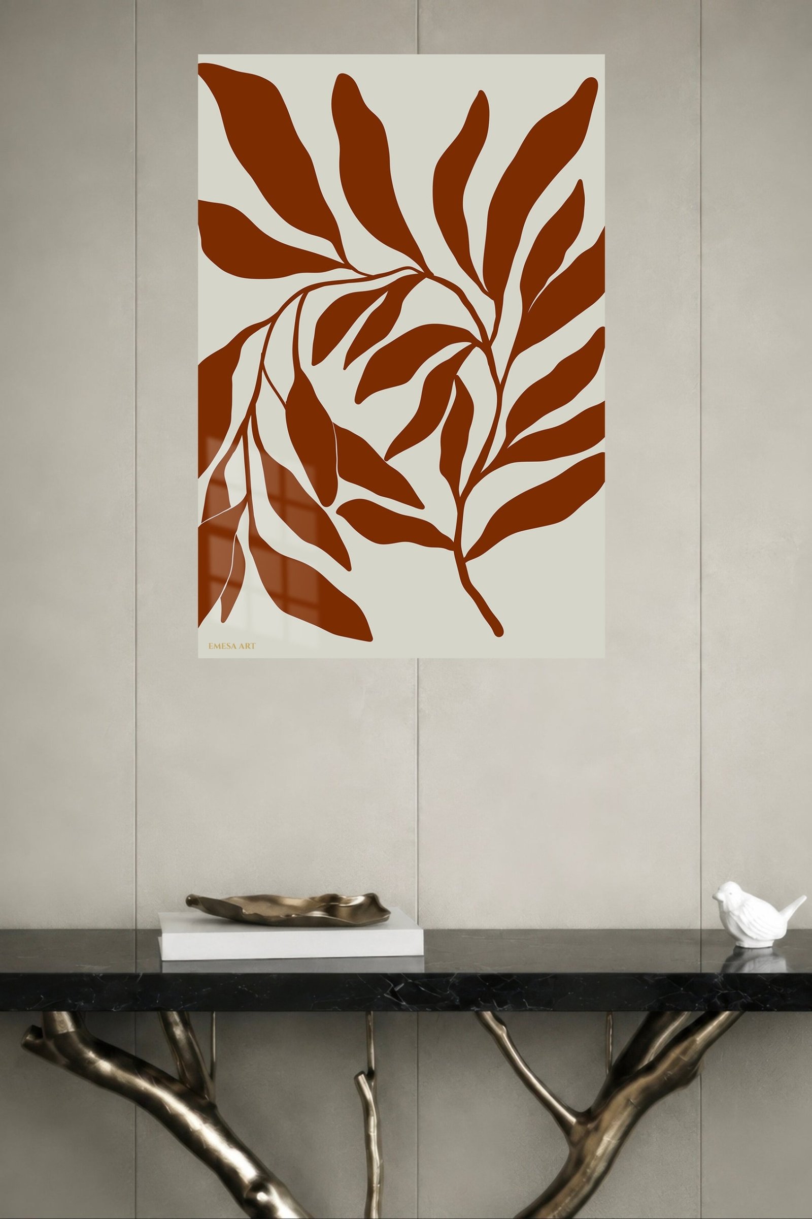 Rust Botanical Silhouette metal wall art print, view 4