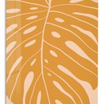 Ochre Monstera Leaf metal wall art print