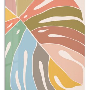Pastel Monstera Fan metal wall art print