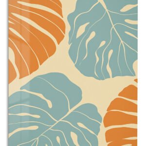 Terracotta and Sage Tropical Leaves metal wall art print