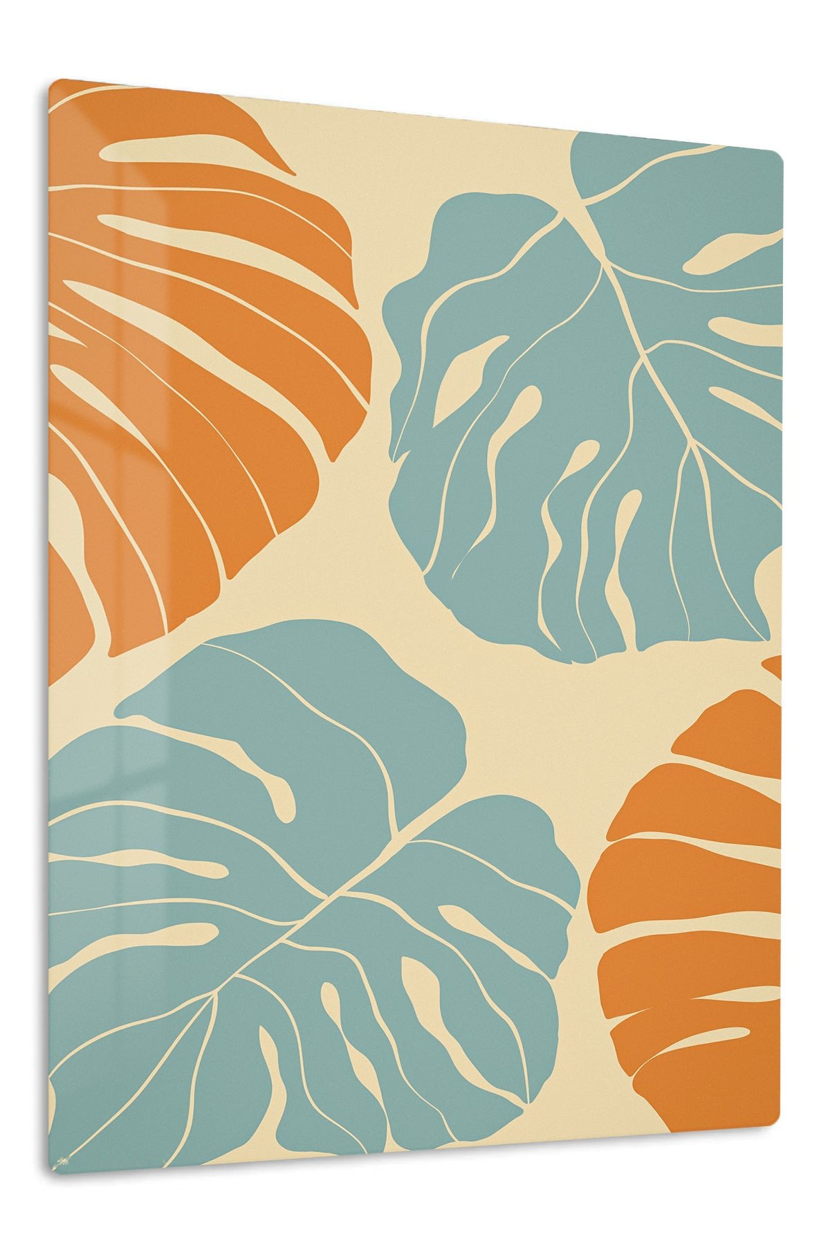 Terracotta and Sage Tropical Leaves metal wall art print