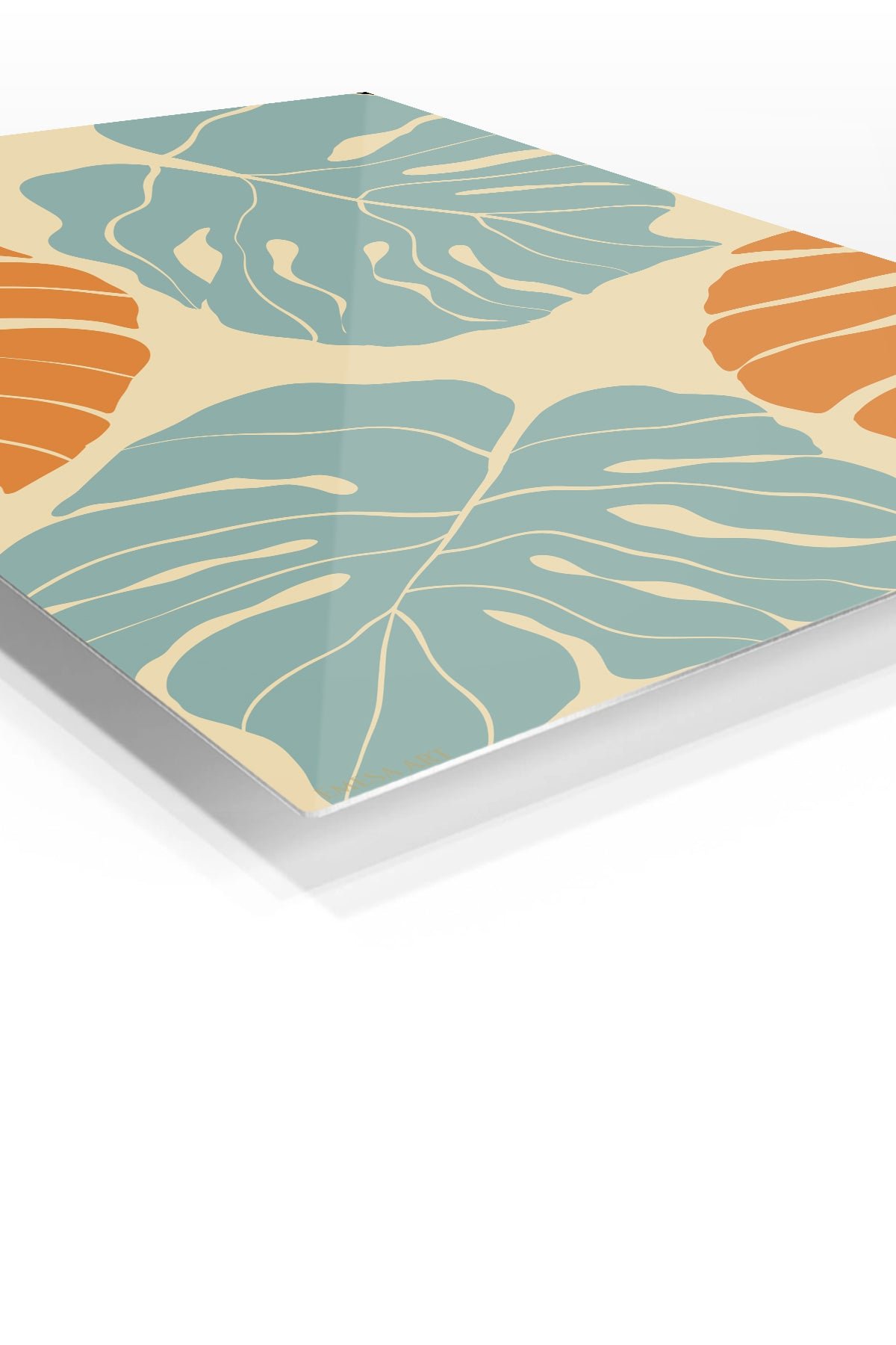 Terracotta and Sage Tropical Leaves metal wall art print, view 2
