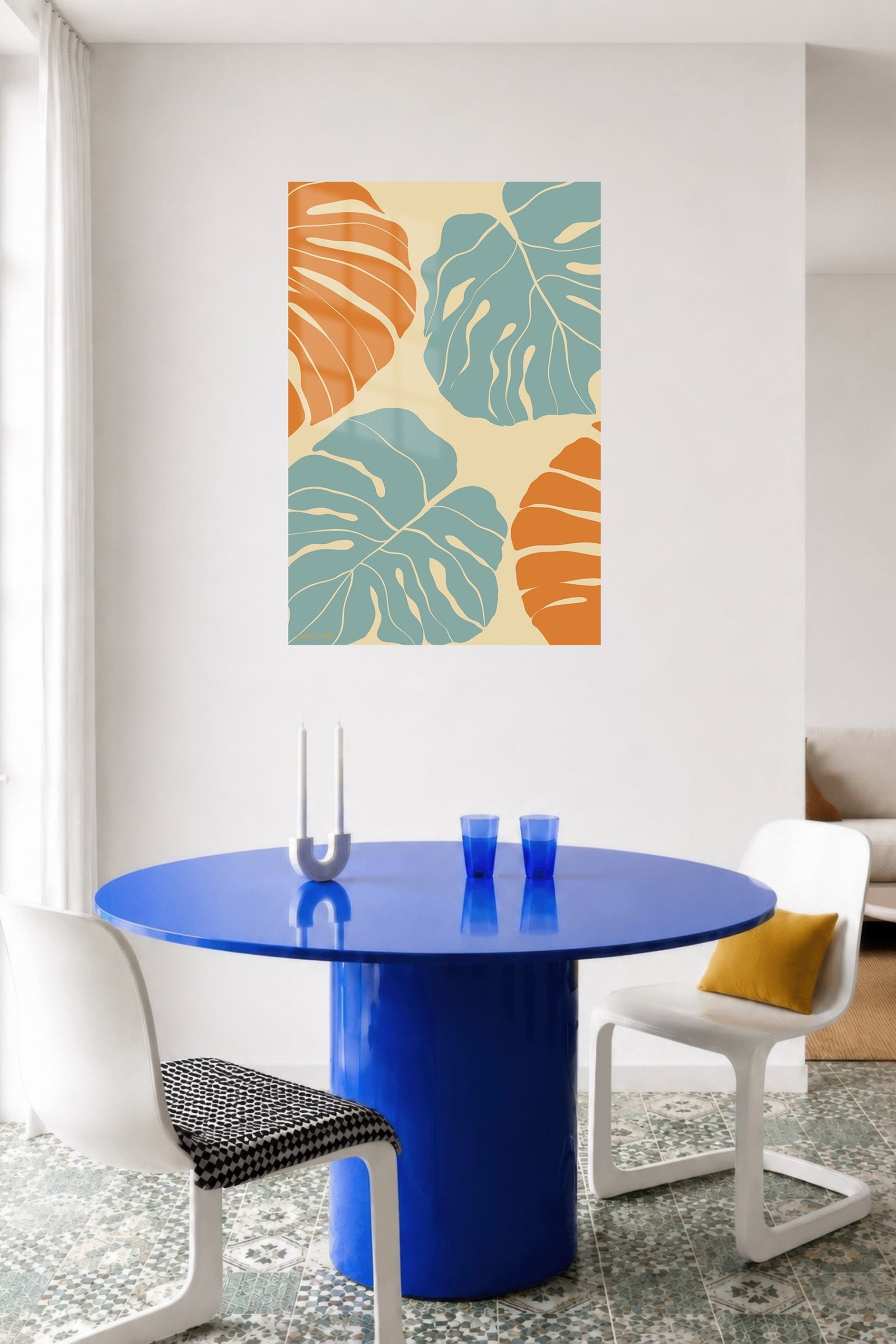 Terracotta and Sage Tropical Leaves metal wall art print, view 5