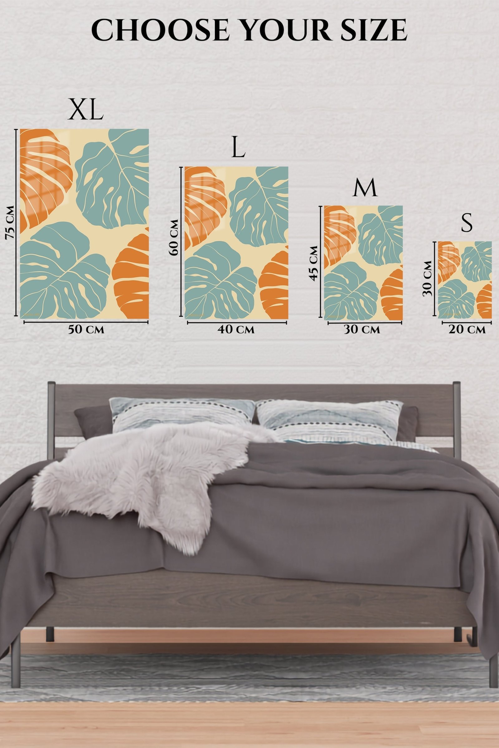 Terracotta and Sage Tropical Leaves metal wall art print, view 6