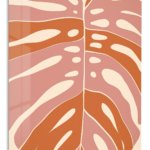 Terracotta Monstera Leaf metal wall art print
