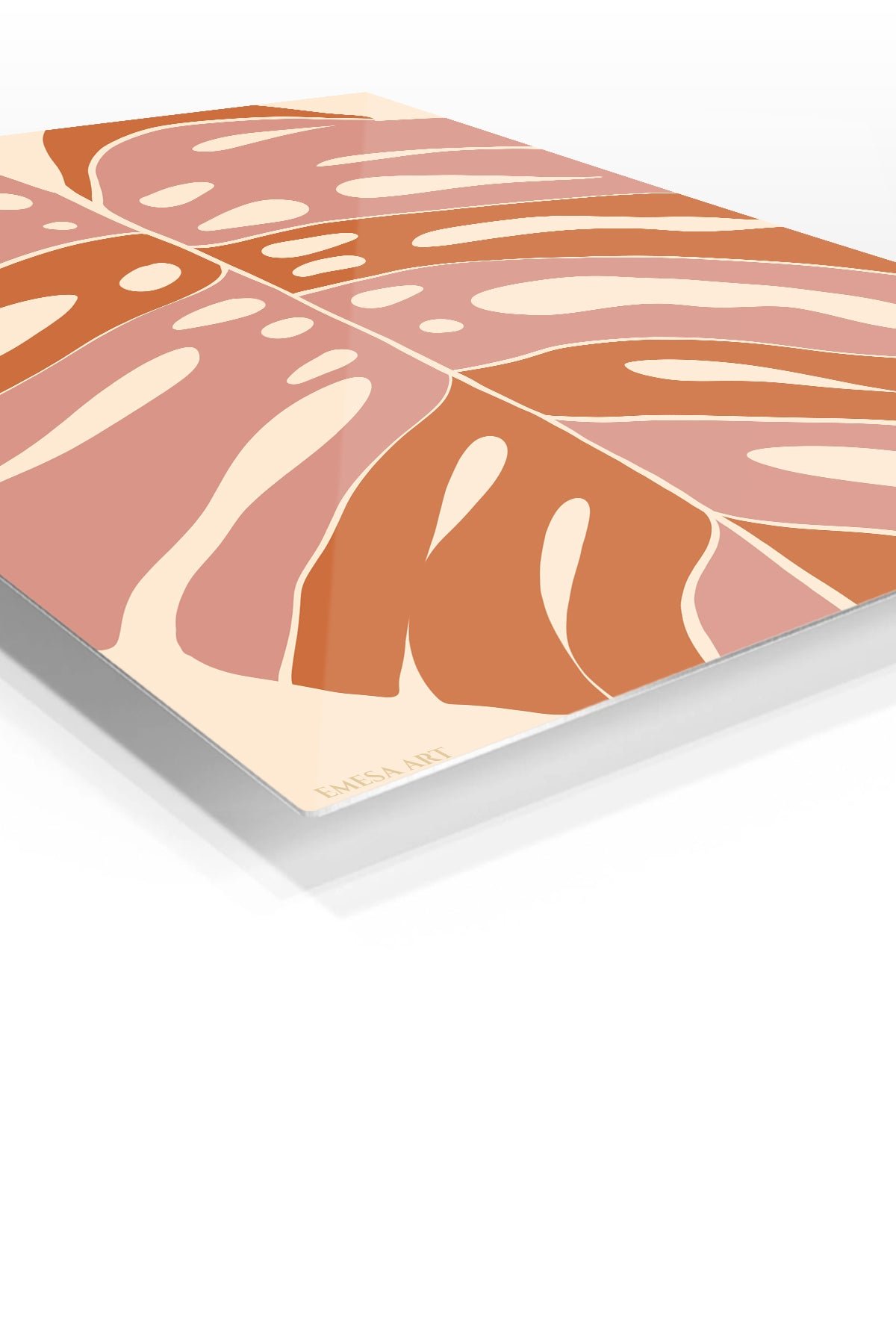 Terracotta Monstera Leaf metal wall art print, view 2