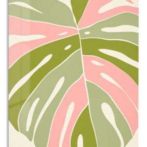 Blush Tropical Leaf metal wall art print