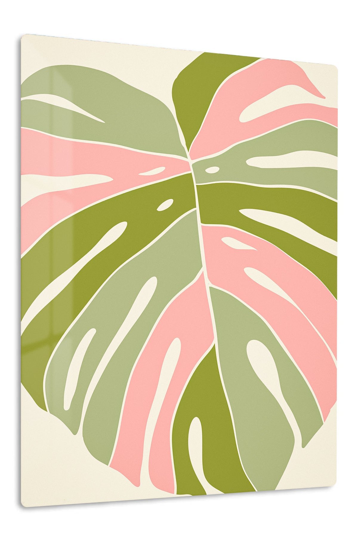 Blush Tropical Leaf metal wall art print