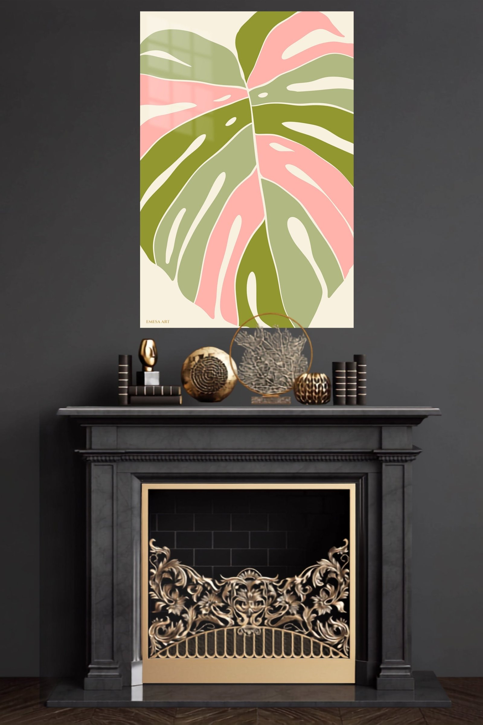 Blush Tropical Leaf metal wall art print, view 4