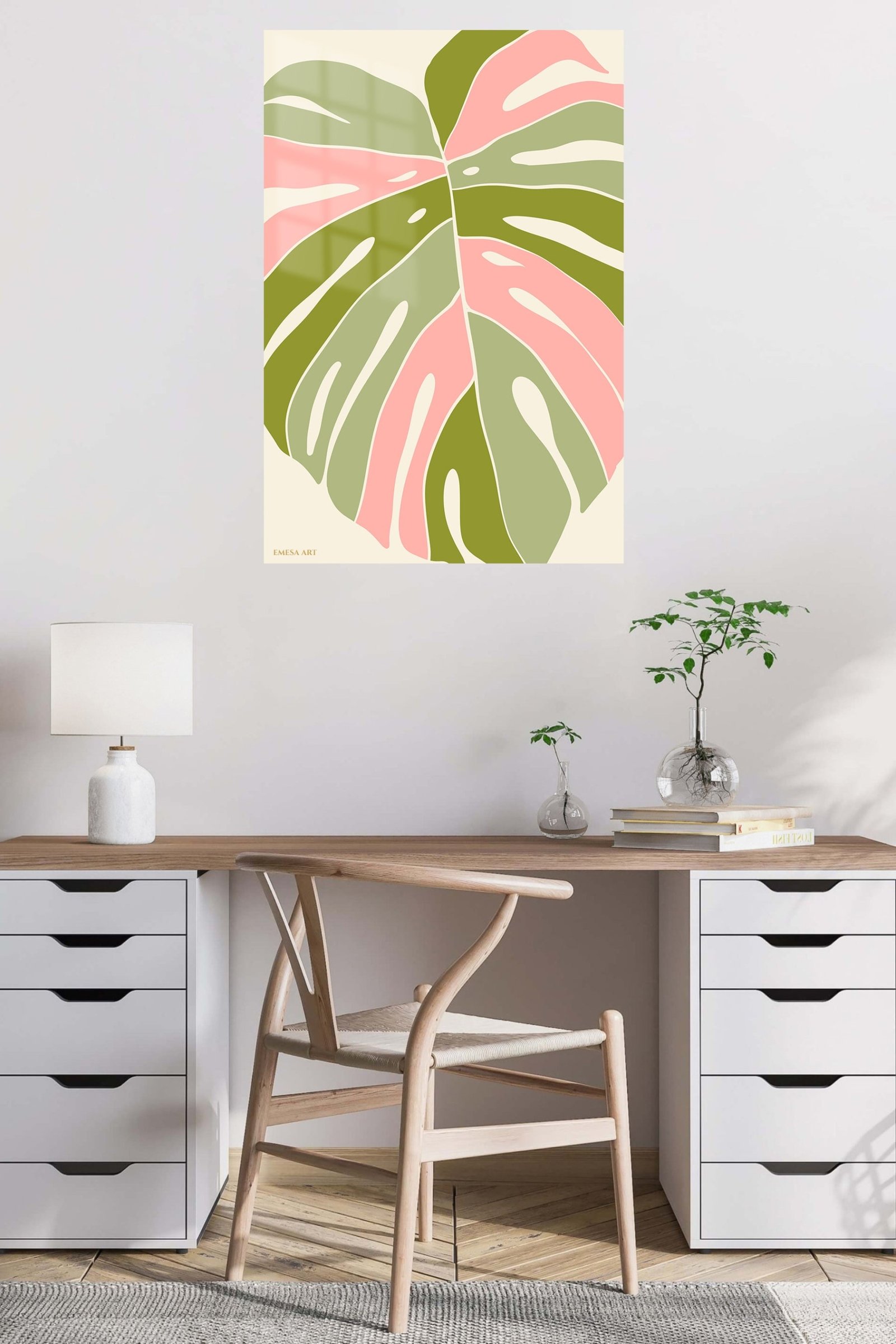 Blush Tropical Leaf metal wall art print, view 5