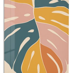 Earthtone Tropical Leaves metal wall art print