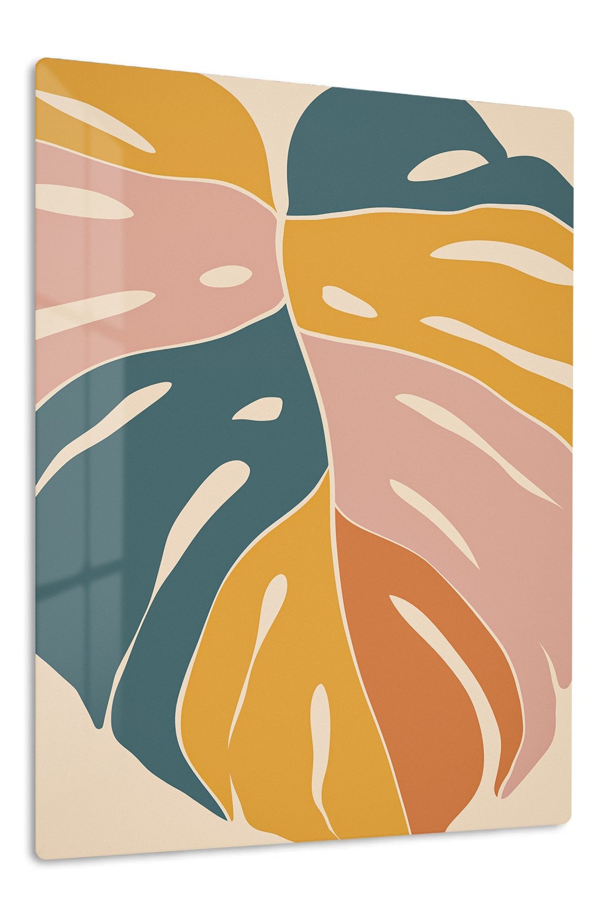 Earthtone Tropical Leaves metal wall art print