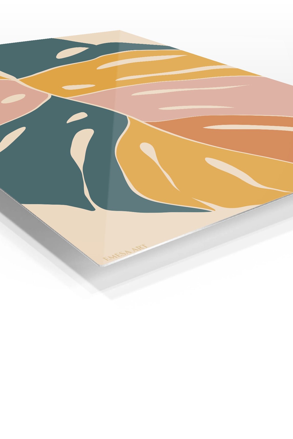 Earthtone Tropical Leaves metal wall art print, view 2