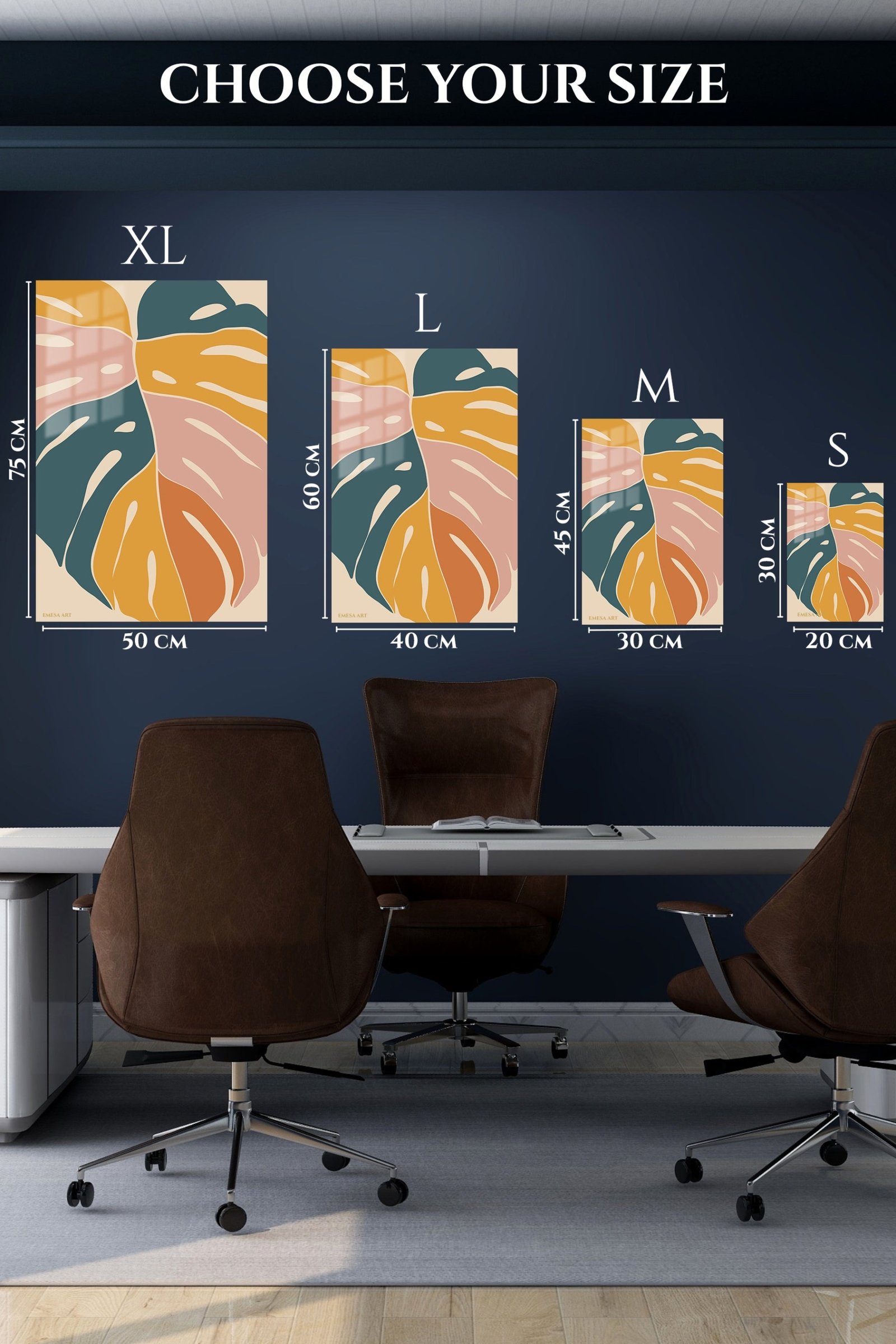 Earthtone Tropical Leaves metal wall art print, view 6