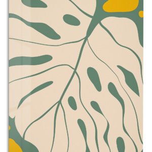 Ochre and Sage Abstract Botanicals metal wall art print