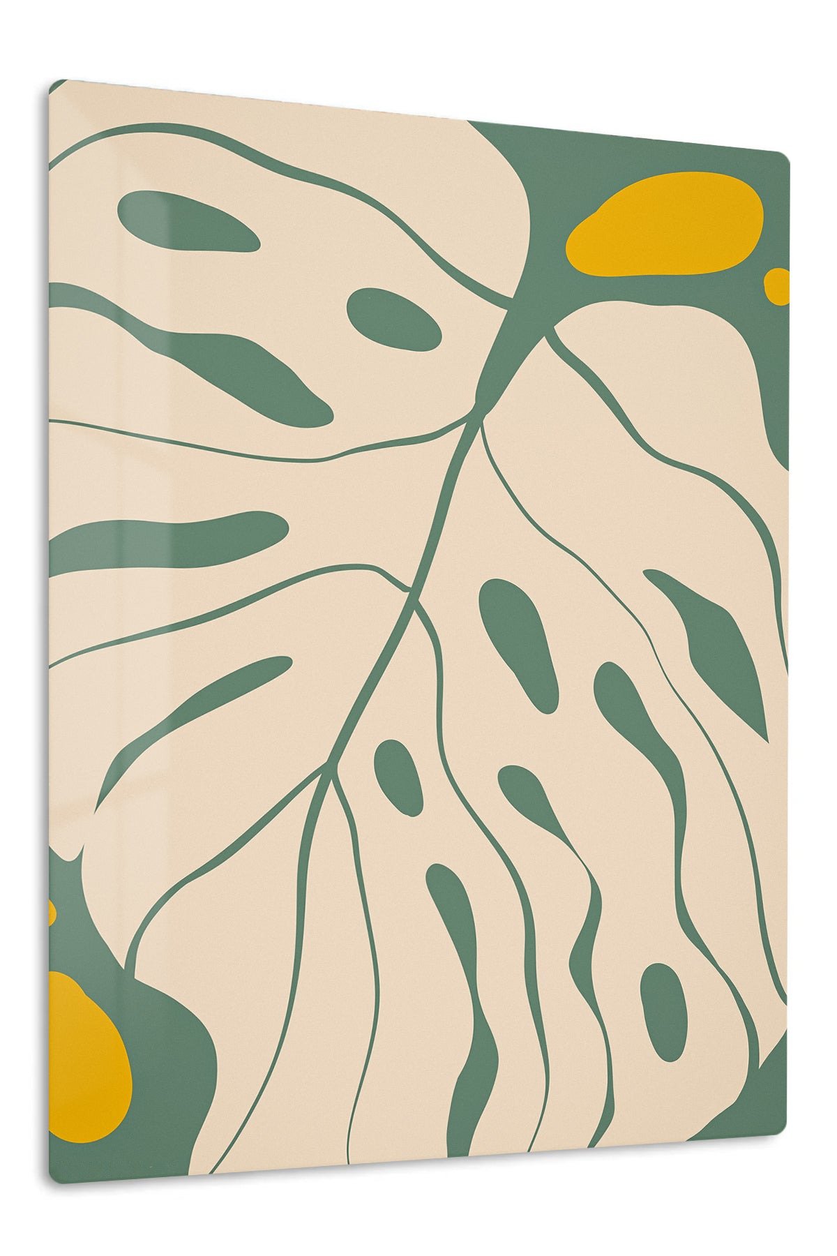 Ochre and Sage Abstract Botanicals metal wall art print
