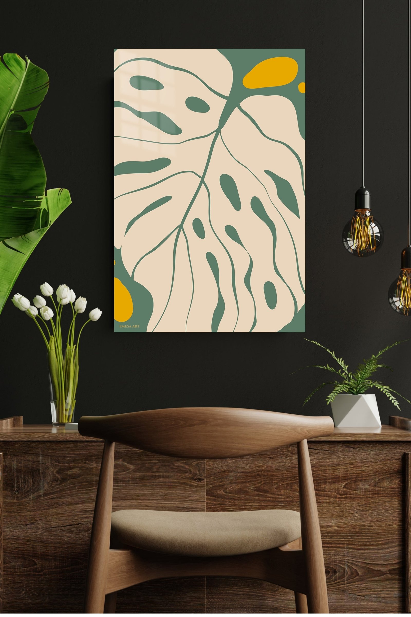 Ochre and Sage Abstract Botanicals metal wall art print, view 4