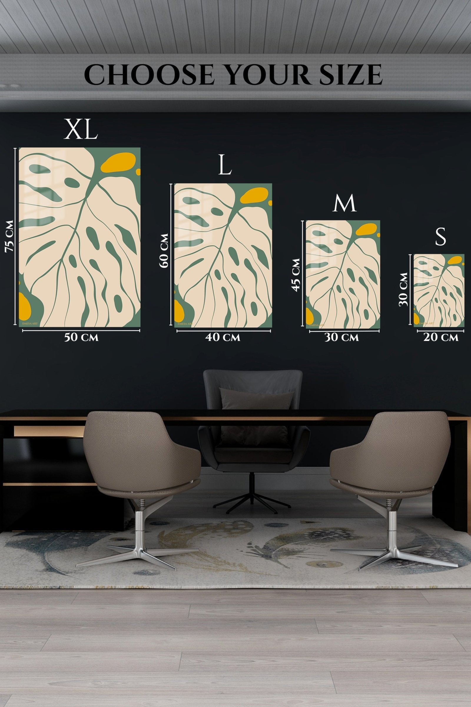 Ochre and Sage Abstract Botanicals metal wall art print, view 6