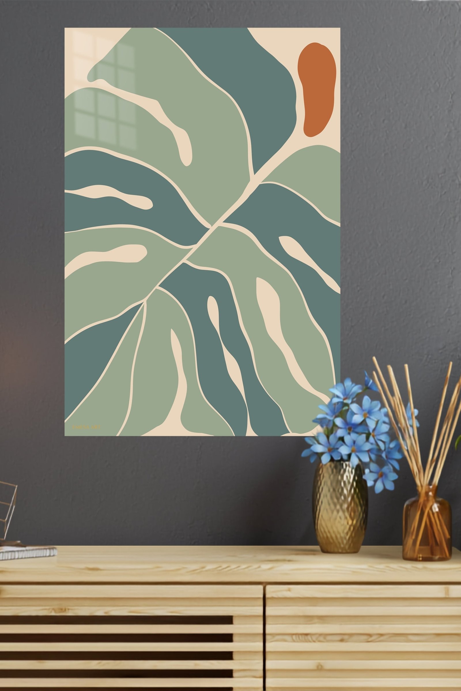 Earth Tone Abstract Leaves metal wall art print, view 4