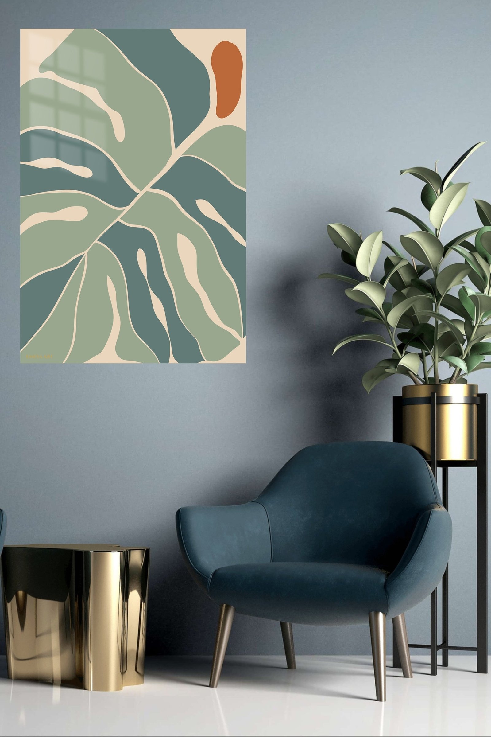 Earth Tone Abstract Leaves metal wall art print, view 5
