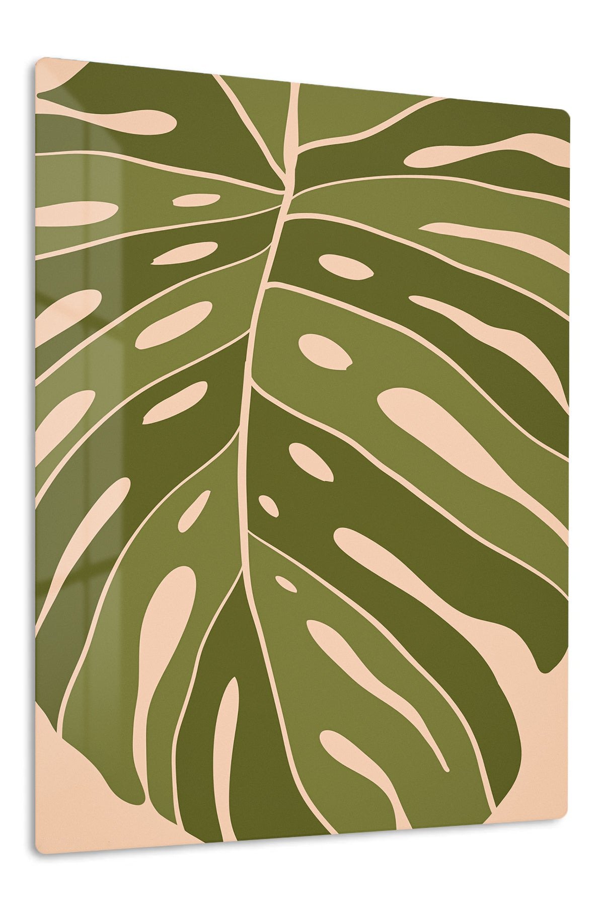 Olive Monstera Silhouette metal wall art print