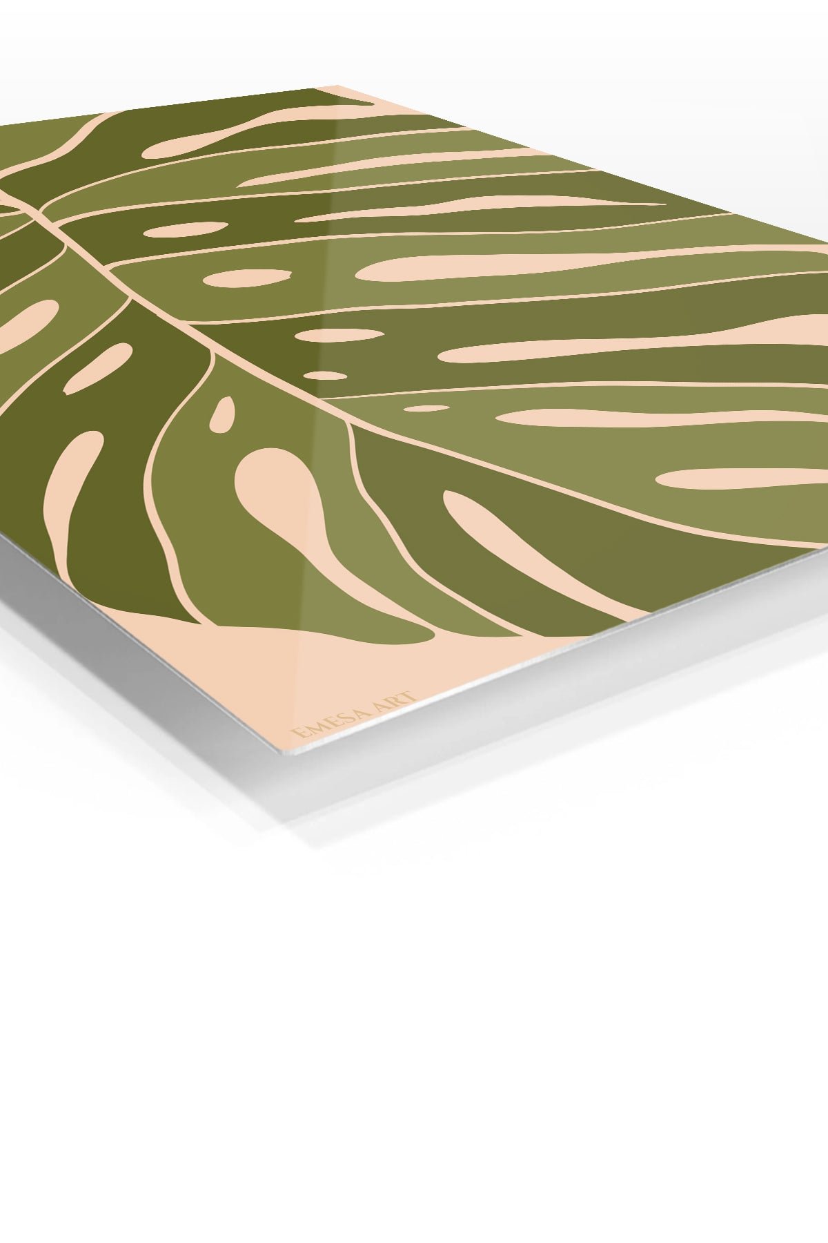 Olive Monstera Silhouette metal wall art print, view 2