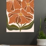 Terracotta Wildflower Bloom metal wall art print, view 4
