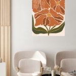 Terracotta Wildflower Bloom metal wall art print, view 5