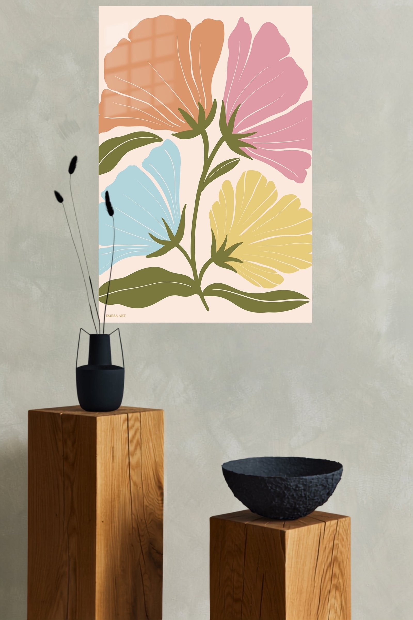 Pastel Botanical Bloom metal wall art print, view 4
