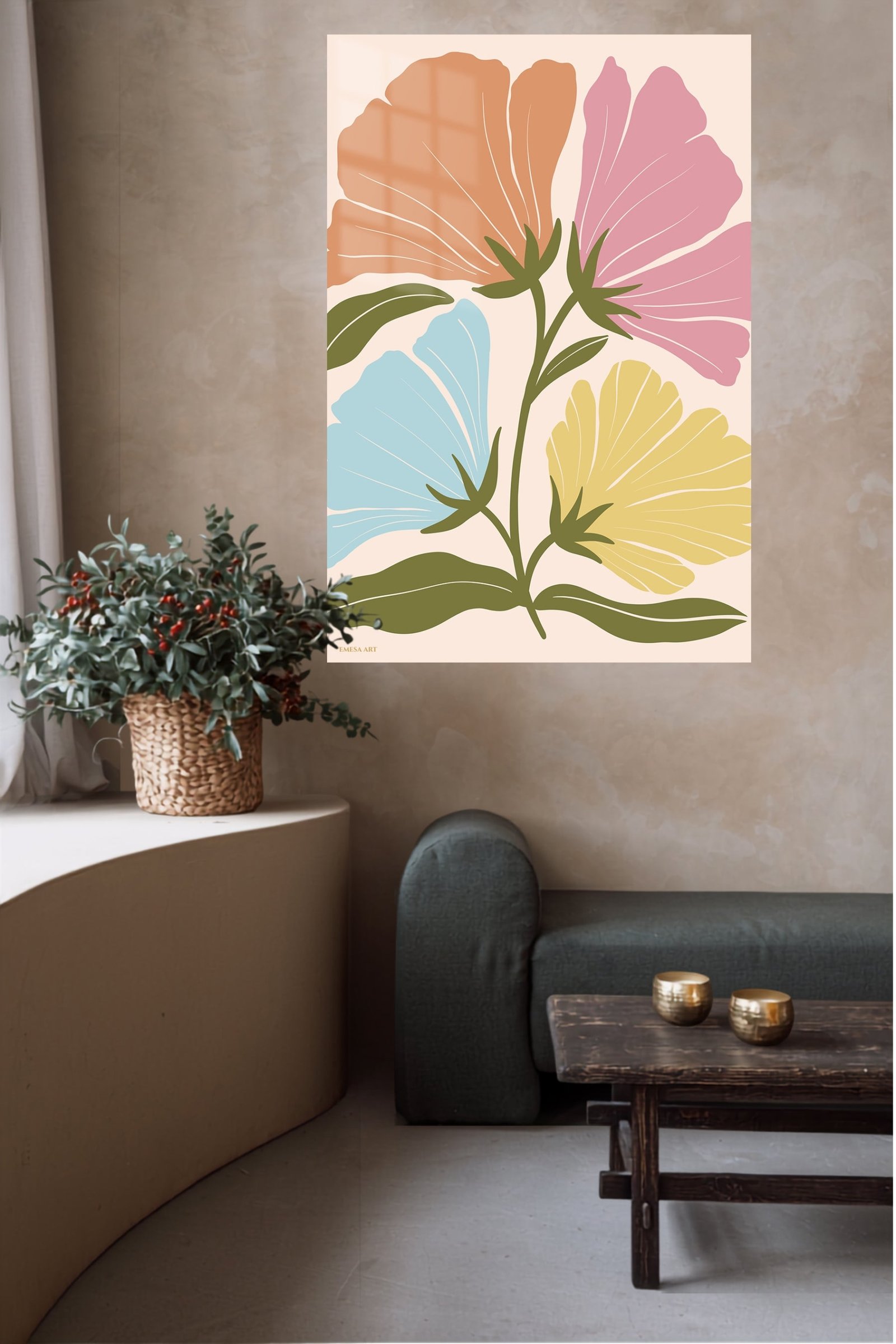 Pastel Botanical Bloom metal wall art print, view 5