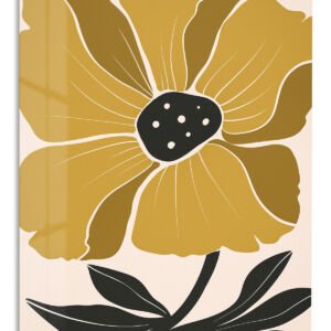 Golden Botanical Bloom metal wall art print