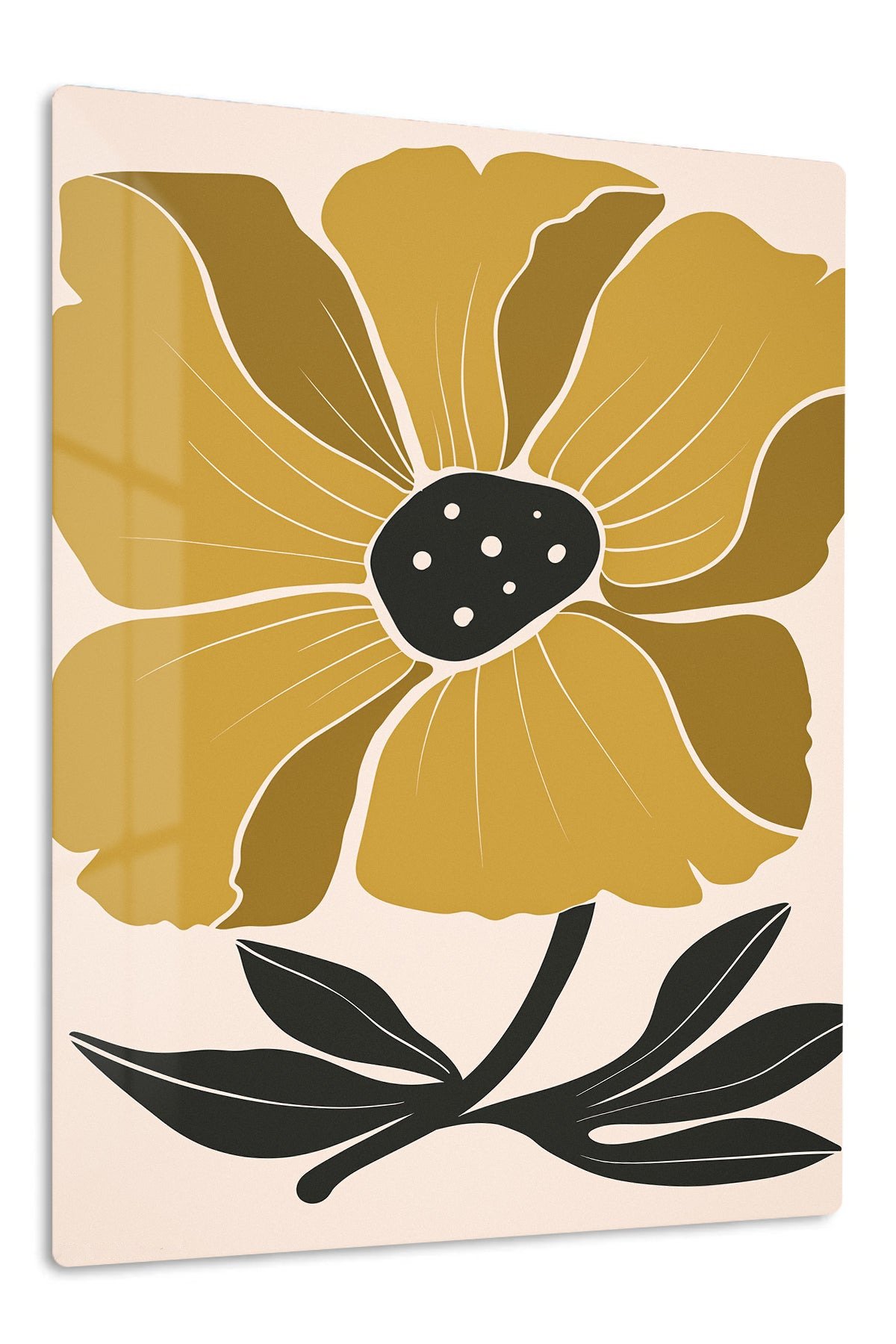 Golden Botanical Bloom metal wall art print