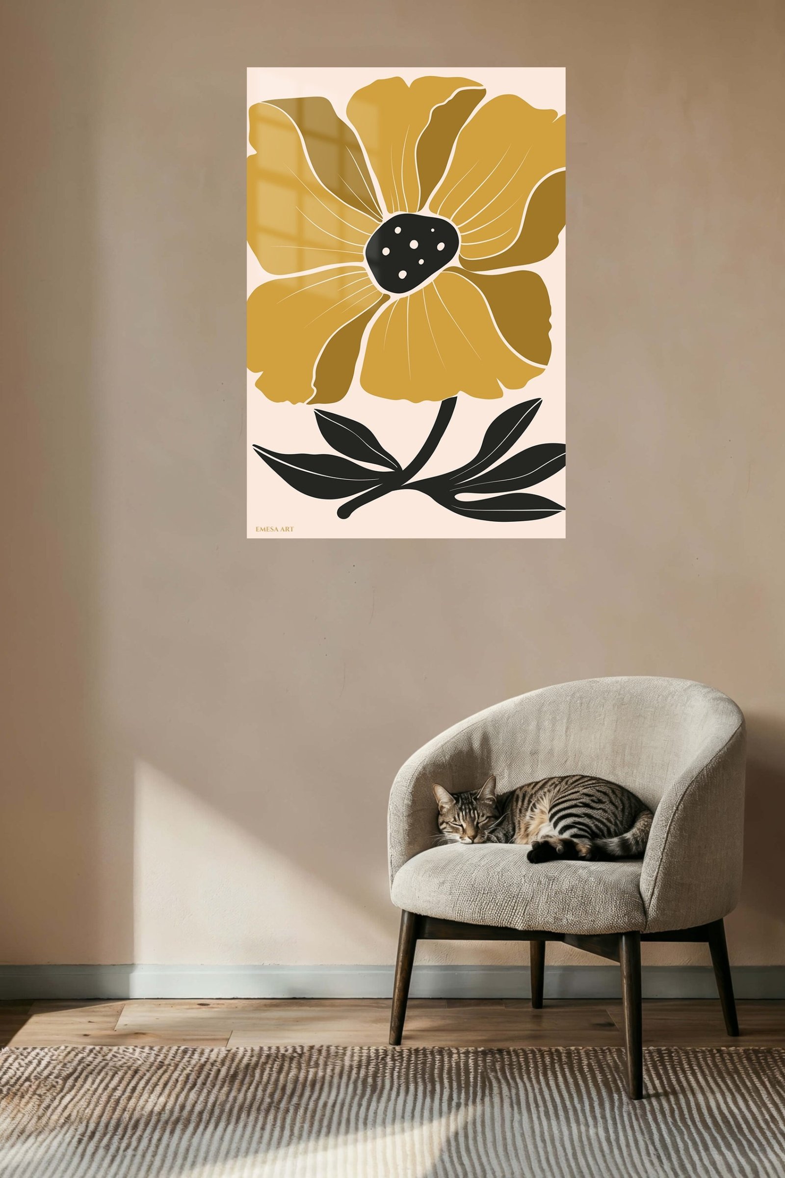 Golden Botanical Bloom metal wall art print, view 5